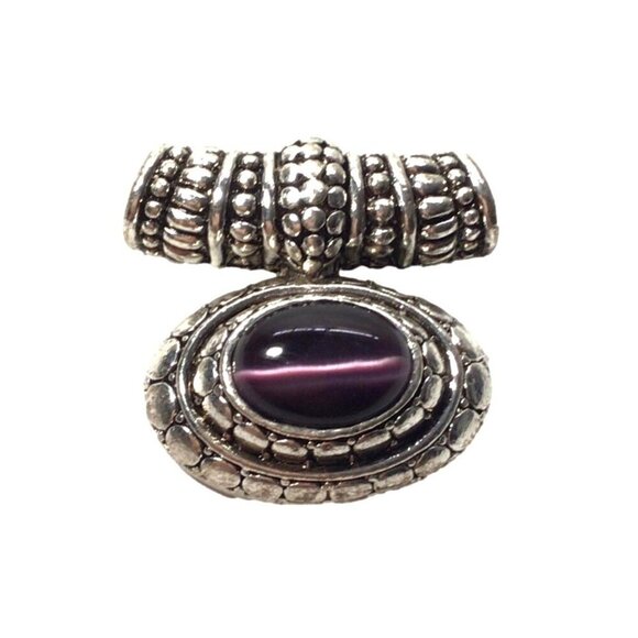 Vintage Silver Pendant With Purple Cabochon Oval Stone - Picture 1 of 2